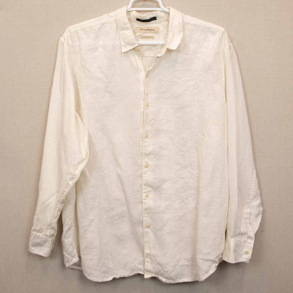 Tommy Bahama embroidered linen button down shirt-XXL